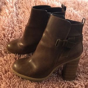 Brown heeled booties